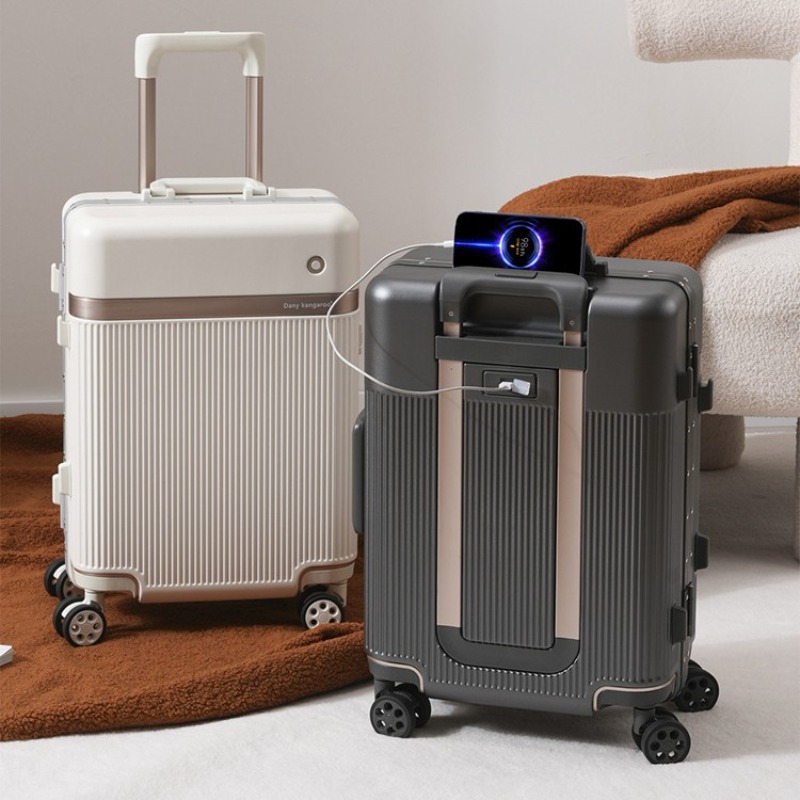Aluminum Frame Carry On Luggage - حقيبة سفر بعجلات دوارة مقاس 20/22/24/26