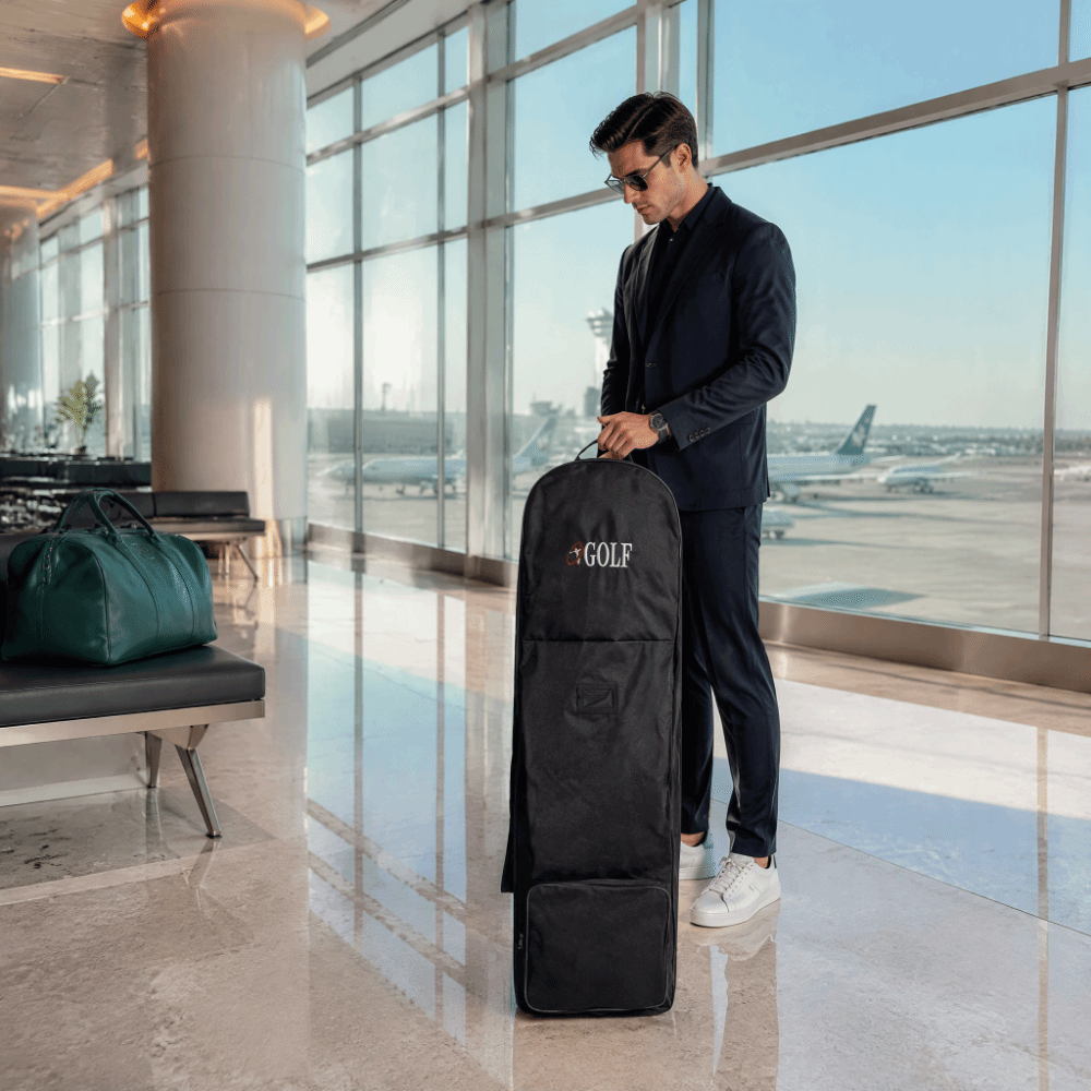 Foldable Rolling Luggage Bag - حقيبة سفر للجولف باللون الأسود، قابلة