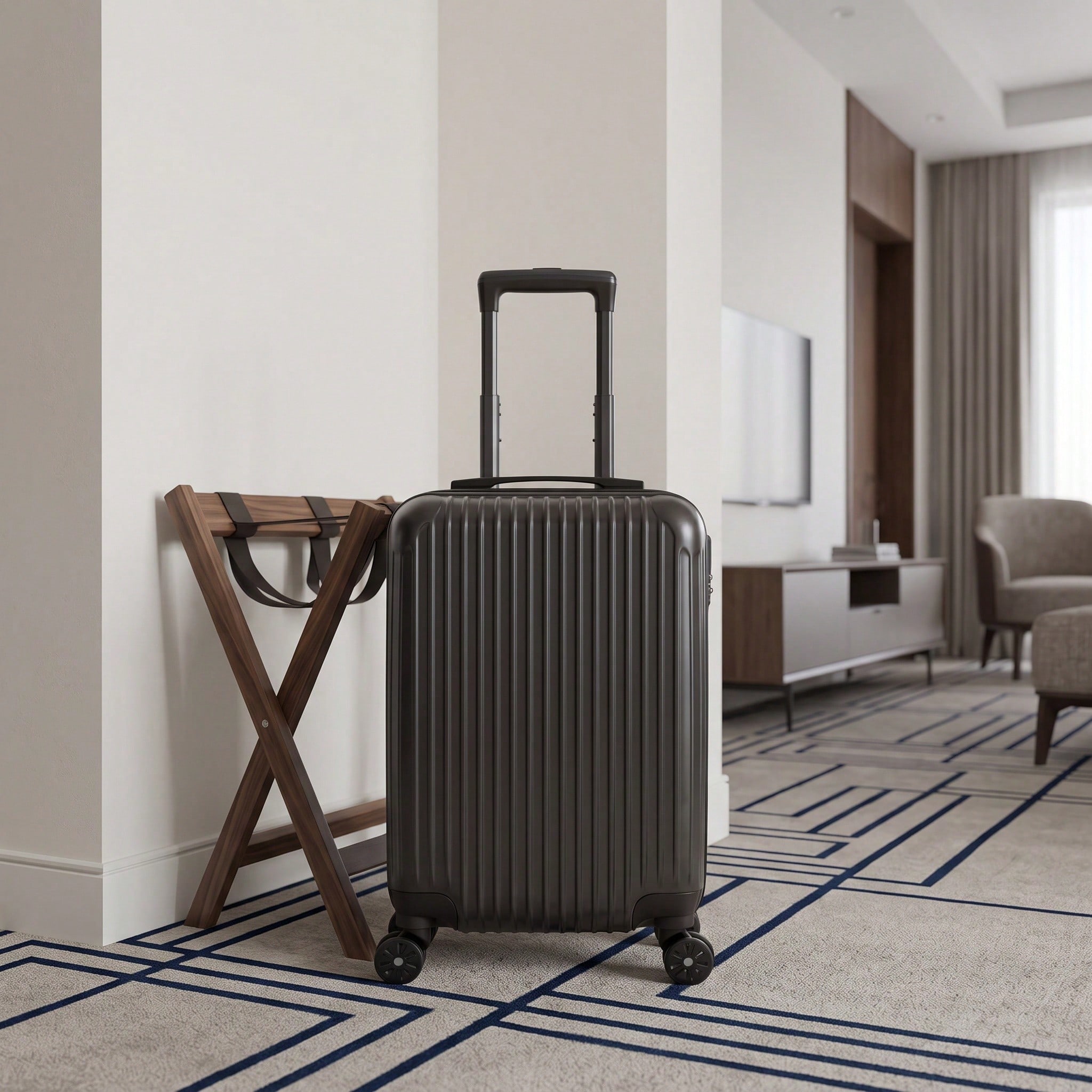 حقيبة سفر صلبة مصنوعة من مادة  - مراجعة Spinner Wheel Rolling Suitcase 20 Inch وسعره